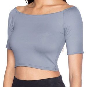 Blackmilk Matte Grey Off the Shoulder Crop